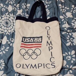 Olympics White and Blue Tote Bag